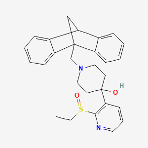 molecular formula C28H30N2O2S B10782237 4-(2-Ethylsulfinylpyridin-3-yl)-1-(1-tetracyclo[6.6.1.02,7.09,14]pentadeca-2,4,6,9,11,13-hexaenylmethyl)piperidin-4-ol 