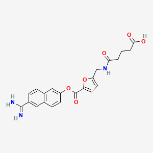 molecular formula C22H21N3O6 B10782243 5-[[5-(6-Carbamimidoylnaphthalen-2-yl)oxycarbonylfuran-2-yl]methylamino]-5-oxopentanoic acid 