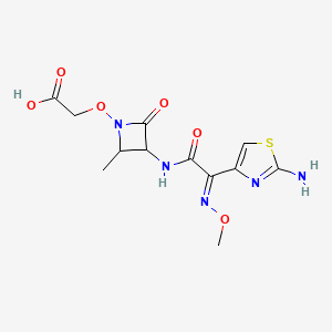 molecular formula C12H15N5O6S B10782311 2-[3-[[(2E)-2-(2-amino-1,3-thiazol-4-yl)-2-methoxyiminoacetyl]amino]-2-methyl-4-oxoazetidin-1-yl]oxyacetic acid 