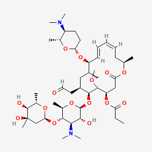 molecular formula C46H78N2O15 B10784118 [(4R,6S,7R,9R,10R,11E,13Z,16R)-6-[(2S,3R,4R,5S,6R)-5-[(2S,4R,5S,6S)-4,5-dihydroxy-4,6-dimethyloxan-2-yl]oxy-4-(dimethylamino)-3-hydroxy-6-methyloxan-2-yl]oxy-10-[(2R,5S,6R)-5-(dimethylamino)-6-methyloxan-2-yl]oxy-5-methoxy-9,16-dimethyl-2-oxo-7-(2-oxoethyl)-1-oxacyclohexadeca-11,13-dien-4-yl] propanoate 