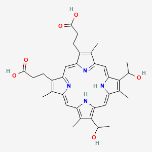 molecular formula C34H38N4O6 B10784136 Hematoporphyrin CAS No. 136752-88-0