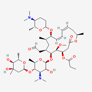 molecular formula C46H78N2O15 B10784145 [(4R,5S,6S,7R,9R,10R,11Z,13Z,16R)-6-[(2S,3R,4R,5S,6R)-5-[(2S,4R,5S,6S)-4,5-dihydroxy-4,6-dimethyloxan-2-yl]oxy-4-(dimethylamino)-3-hydroxy-6-methyloxan-2-yl]oxy-10-[(2R,5S,6R)-5-(dimethylamino)-6-methyloxan-2-yl]oxy-5-methoxy-9,16-dimethyl-2-oxo-7-(2-oxoethyl)-1-oxacyclohexadeca-11,13-dien-4-yl] propanoate 