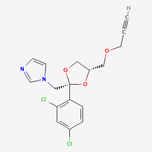 molecular formula C17H16Cl2N2O3 B10784685 1-[[(2R,4S)-2-(2,4-dichlorophenyl)-4-(prop-2-ynoxymethyl)-1,3-dioxolan-2-yl]methyl]imidazole CAS No. 68685-54-1