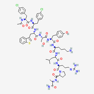 molecular formula C69H91Cl2N15O13S B10784744 Ac-Phe(4-Cl)-Phe(4-Cl)-Ala(benzothiophen-3-yl)(benzothiophen-3-yl)-Ser-Tyr-Lys-Leu-Arg-D-Pro-Ala-NH2 