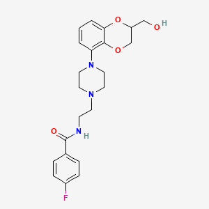 molecular formula C22H26FN3O4 B10784811 4-fluoro-N-[2-[4-[2-(hydroxymethyl)-2,3-dihydro-1,4-benzodioxin-5-yl]piperazin-1-yl]ethyl]benzamide 