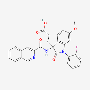 (+)-3-[1-(2-fluorophenyl)-2,3-dihydro-3-(3-isoquinolinyl)carbonylamino-6-methoxy-2-oxo-1H-indol-3-yl]propionic acid