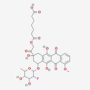 molecular formula C34H37FO15 B10784834 7-O-(2,6-Dideoxy-2-fluoro-alpha-L-talopyranosyl)adriamycinone-14-O-hemipimelate 