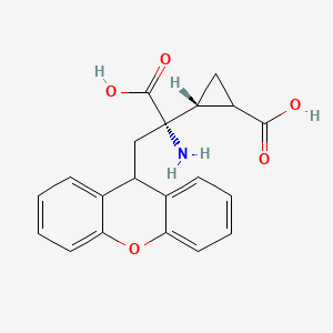 molecular formula C20H19NO5 B10784840 (2R)-2-[(1S)-1-amino-1-carboxy-2-(9H-xanthen-9-yl)ethyl]cyclopropane-1-carboxylic acid 