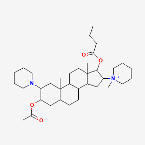 molecular formula C36H61N2O4+ B10784885 [3-acetyloxy-10,13-dimethyl-16-(1-methylpiperidin-1-ium-1-yl)-2-piperidin-1-yl-2,3,4,5,6,7,8,9,11,12,14,15,16,17-tetradecahydro-1H-cyclopenta[a]phenanthren-17-yl] butanoate 