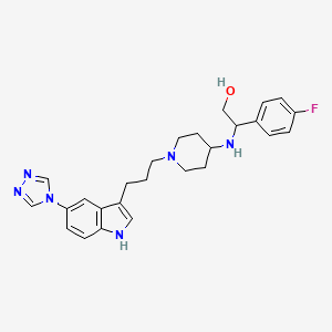 molecular formula C26H31FN6O B10784892 2-(4-fluorophenyl)-2-[[1-[3-[5-(1,2,4-triazol-4-yl)-1H-indol-3-yl]propyl]piperidin-4-yl]amino]ethanol 