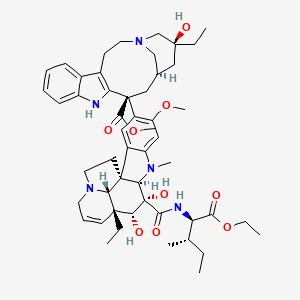 molecular formula C51H69N5O9 B10784916 methyl (13S,15R,17S)-13-[(1R,9R,10S,11R,12R,19R)-10-[[(2R,3S)-1-ethoxy-3-methyl-1-oxopentan-2-yl]carbamoyl]-12-ethyl-10,11-dihydroxy-5-methoxy-8-methyl-8,16-diazapentacyclo[10.6.1.01,9.02,7.016,19]nonadeca-2,4,6,13-tetraen-4-yl]-17-ethyl-17-hydroxy-1,11-diazatetracyclo[13.3.1.04,12.05,10]nonadeca-4(12),5,7,9-tetraene-13-carboxylate 