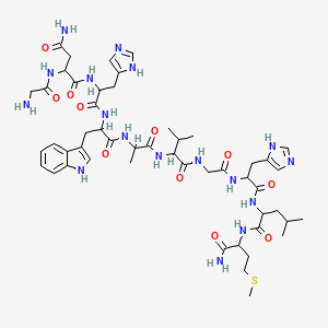 2-[(2-aminoacetyl)amino]-N-[1-[[1-[[1-[[1-[[2-[[1-[[1-[(1-amino-4-methylsulfanyl-1-oxobutan-2-yl)amino]-4-methyl-1-oxopentan-2-yl]amino]-3-(1H-imidazol-5-yl)-1-oxopropan-2-yl]amino]-2-oxoethyl]amino]-3-methyl-1-oxobutan-2-yl]amino]-1-oxopropan-2-yl]amino]-3-(1H-indol-3-yl)-1-oxopropan-2-yl]amino]-3-(1H-imidazol-5-yl)-1-oxopropan-2-yl]butanediamide