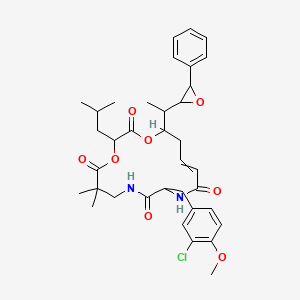 10-[(3-Chloro-4-methoxyphenyl)methyl]-6,6-dimethyl-3-(2-methylpropyl)-16-[1-(3-phenyloxiran-2-yl)ethyl]-1,4-dioxa-8,11-diazacyclohexadec-13-ene-2,5,9,12-tetrone