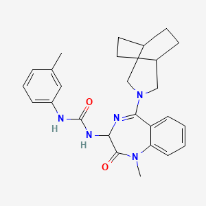 molecular formula C26H31N5O2 B10785064 (R)-1-(5-(3-Azabicyclo[3.2.2]nonan-3-yl)-1-methyl-2-oxo-2,3-dihydro-1H-benzo[e][1,4]diazepin-3-yl)-3-(m-tolyl)urea 