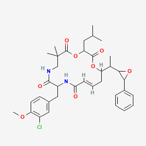 (13E)-10-[(3-chloro-4-methoxyphenyl)methyl]-6,6-dimethyl-3-(2-methylpropyl)-16-[1-(3-phenyloxiran-2-yl)ethyl]-1,4-dioxa-8,11-diazacyclohexadec-13-ene-2,5,9,12-tetrone