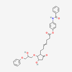 molecular formula C34H37NO8 B10785113 4-Heptenoic acid, 7-[(1R,2R,3R)-3-hydroxy-2-[(2R)-2-hydroxy-3-phenoxypropoxy]-5-oxocyclopentyl]-, 4-(benzoylamino)phenyl ester, (4Z)- 