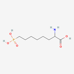 molecular formula C8H18NO5P B10785221 2-Amino-8-phosphonooctanoic acid CAS No. 98517-63-6