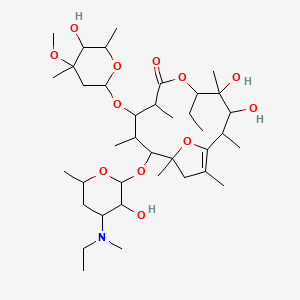 5-Ethyl-11-[4-[ethyl(methyl)amino]-3-hydroxy-6-methyloxan-2-yl]oxy-3,4-dihydroxy-9-(5-hydroxy-4-methoxy-4,6-dimethyloxan-2-yl)oxy-2,4,8,10,12,14-hexamethyl-6,15-dioxabicyclo[10.2.1]pentadec-1(14)-en-7-one