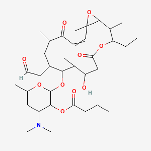 molecular formula C35H57NO10 B10785275 [4-(Dimethylamino)-2-[[3-ethyl-7-hydroxy-2,8,12,16-tetramethyl-5,13-dioxo-10-(2-oxoethyl)-4,17-dioxabicyclo[14.1.0]heptadec-14-en-9-yl]oxy]-6-methyloxan-3-yl] butanoate 