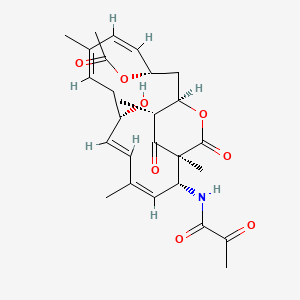 molecular formula C27H35NO8 B10785309 [(1S,2R,3Z,5Z,7S,9Z,11Z,13S,15R,19R)-7-hydroxy-1,4,10,19-tetramethyl-17,18-dioxo-2-(2-oxopropanoylamino)-16-oxabicyclo[13.2.2]nonadeca-3,5,9,11-tetraen-13-yl] acetate 