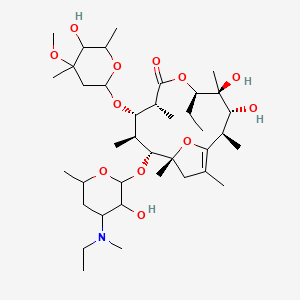 molecular formula C38H67NO12 B10785335 (2R,3R,4S,5R,8R,9S,10S,11R,12R)-5-ethyl-11-[4-[ethyl(methyl)amino]-3-hydroxy-6-methyloxan-2-yl]oxy-3,4-dihydroxy-9-(5-hydroxy-4-methoxy-4,6-dimethyloxan-2-yl)oxy-2,4,8,10,12,14-hexamethyl-6,15-dioxabicyclo[10.2.1]pentadec-1(14)-en-7-one 