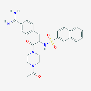 molecular formula C26H29N5O4S B10785361 4-[3-(4-Acetylpiperazin-1-yl)-2-(naphthalen-2-ylsulfonylamino)-3-oxopropyl]benzenecarboximidamide 