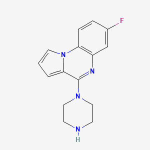 molecular formula C15H15FN4 B10785390 7-Fluoro-4-piperazin-1-yl-pyrrolo[1,2-a]quinoxaline 