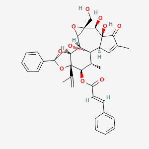 molecular formula C36H36O10 B10785610 [(1R,2R,6S,7S,8R,11S,12R,16S,17R,18R)-6,7-dihydroxy-8-(hydroxymethyl)-4,18-dimethyl-5-oxo-14-phenyl-16-prop-1-en-2-yl-9,13,15,19-tetraoxahexacyclo[12.4.1.01,11.02,6.08,10.012,16]nonadec-3-en-17-yl] (E)-3-phenylprop-2-enoate 