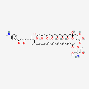 33-(4-Amino-3,5-dihydroxy-6-methyloxan-2-yl)oxy-1,3,5,7,9,13,37-heptahydroxy-17-[5-hydroxy-7-[4-(methylamino)phenyl]-7-oxoheptan-2-yl]-18-methyl-11,15-dioxo-16,39-dioxabicyclo[33.3.1]nonatriaconta-19,21,23,25,27,29,31-heptaene-36-carboxylic acid