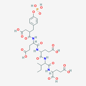 molecular formula C32H45N4O18P B10785679 2-[[2-[[4-Carboxy-2-[[4-carboxy-2-[[2-(carboxymethyl)-3-(4-phosphonooxyphenyl)propanoyl]amino]butanoyl]amino]butanoyl]amino]-3-methylpentanoyl]amino]pentanedioic acid 