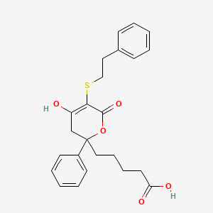 5-(4-hydroxy-6-oxo-5-phenethylsulfanyl-2-phenyl-3H-pyran-2-yl)pentanoic acid