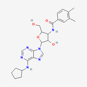 molecular formula C24H30N6O4 B10785721 N-[5-[6-(cyclopentylamino)purin-9-yl]-4-hydroxy-2-(hydroxymethyl)oxolan-3-yl]-3,4-dimethylbenzamide 