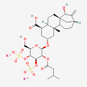 dipotassium;[(2R,3R,4R,5R,6R)-2-[[(1R,4R,5R,7R,9R,13R,15R)-5-carboxy-15-hydroxy-9-methyl-14-methylidene-7-tetracyclo[11.2.1.01,10.04,9]hexadecanyl]oxy]-6-(hydroxymethyl)-3-(3-methylbutanoyloxy)-5-sulfonatooxyoxan-4-yl] sulfate