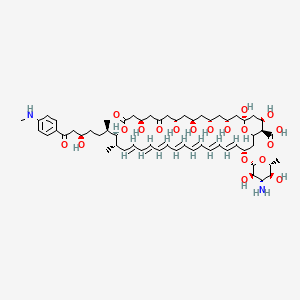 molecular formula C59H86N2O19 B10785758 (1S,3R,5R,7R,9S,13R,17R,18S,19Z,21Z,23E,25E,27E,29E,31E,33S,35R,36R,37R)-33-[(2R,3R,4S,5S,6R)-4-amino-3,5-dihydroxy-6-methyloxan-2-yl]oxy-1,3,5,7,9,13,37-heptahydroxy-17-[(2R,5R)-5-hydroxy-7-[4-(methylamino)phenyl]-7-oxoheptan-2-yl]-18-methyl-11,15-dioxo-16,39-dioxabicyclo[33.3.1]nonatriaconta-19,21,23,25,27,29,31-heptaene-36-carboxylic acid 