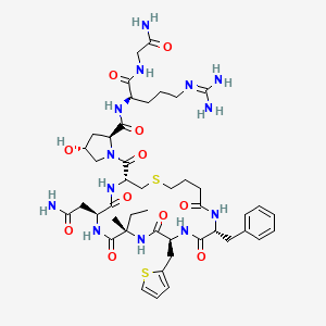 (2S,4R)-N-[(2R)-1-[(2-amino-2-oxoethyl)amino]-5-(diaminomethylideneamino)-1-oxopentan-2-yl]-1-[(3R,6S,9S,12S,15R)-6-(2-amino-2-oxoethyl)-15-benzyl-9-ethyl-9-methyl-5,8,11,14,17-pentaoxo-12-(thiophen-2-ylmethyl)-1-thia-4,7,10,13,16-pentazacycloicosane-3-carbonyl]-4-hydroxypyrrolidine-2-carboxamide