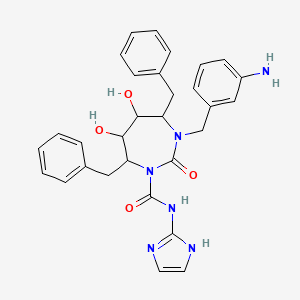 3-[(3-aminophenyl)methyl]-4,7-dibenzyl-5,6-dihydroxy-N-(1H-imidazol-2-yl)-2-oxo-1,3-diazepane-1-carboxamide