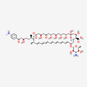 molecular formula C59H86N2O19 B10785802 (1S,3R,5R,7R,9S,13R,17R,18S,19Z,21Z,23E,25E,27E,29E,31E,33S,35R,36R,37R)-33-[(2R,3R,4S,5S,6R)-4-amino-3,5-dihydroxy-6-methyloxan-2-yl]oxy-1,3,5,7,9,13,37-heptahydroxy-17-[(2R,5R)-5-hydroxy-7-[4-(methylamino)phenyl]-7-oxoheptan-2-yl]-18-methyl-11,15-dioxo-16,39-dioxabicyclo[33.3.1]nonatriaconta-19,21,23,25,27,29,31-heptaene-36-carboxylic acid 