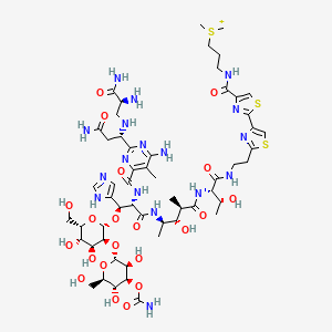 3-[[2-[2-[2-[[(2S,3R)-2-[[(2R,3S,4R)-4-[[(2S,3R)-2-[[6-amino-2-[(1S)-3-amino-1-[[(2S)-2,3-diamino-3-oxopropyl]amino]-3-oxopropyl]-5-methylpyrimidine-4-carbonyl]amino]-3-[(2S,3S,4S,5S,6S)-3-[(2R,3S,4S,5R,6R)-4-carbamoyloxy-3,5-dihydroxy-6-(hydroxymethyl)oxan-2-yl]oxy-4,5-dihydroxy-6-(hydroxymethyl)oxan-2-yl]oxy-3-(1H-imidazol-5-yl)propanoyl]amino]-3-hydroxy-2-methylpentanoyl]amino]-3-hydroxybutanoyl]amino]ethyl]-1,3-thiazol-4-yl]-1,3-thiazole-4-carbonyl]amino]propyl-dimethylsulfanium