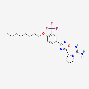 molecular formula C22H30F3N5O2 B10786041 2-[3-[4-Octoxy-3-(trifluoromethyl)phenyl]-1,2,4-oxadiazol-5-yl]pyrrolidine-1-carboximidamide 