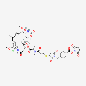 molecular formula C51H66ClN5O16S B10786057 (2,5-Dioxopyrrolidin-1-yl) 4-[[3-[3-[[1-[(11-chloro-21-hydroxy-12,20-dimethoxy-2,5,9,16-tetramethyl-8,23-dioxo-4,24-dioxa-9,22-diazatetracyclo[19.3.1.110,14.03,5]hexacosa-10,12,14(26),16,18-pentaen-6-yl)oxy]-1-oxopropan-2-yl]-methylamino]-3-oxopropyl]sulfanyl-2,5-dioxopyrrolidin-1-yl]methyl]cyclohexane-1-carboxylate 