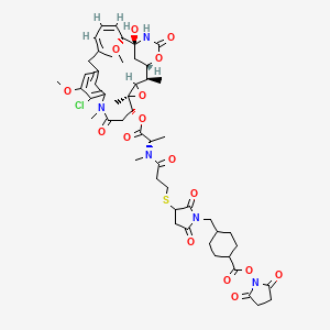 molecular formula C51H66ClN5O16S B10786087 (2,5-dioxopyrrolidin-1-yl) 4-[[3-[3-[[(2S)-1-[[(1S,2R,5S,6R,16E,18Z,20R,21S)-11-chloro-21-hydroxy-12,20-dimethoxy-2,5,9,16-tetramethyl-8,23-dioxo-4,24-dioxa-9,22-diazatetracyclo[19.3.1.110,14.03,5]hexacosa-10,12,14(26),16,18-pentaen-6-yl]oxy]-1-oxopropan-2-yl]-methylamino]-3-oxopropyl]sulfanyl-2,5-dioxopyrrolidin-1-yl]methyl]cyclohexane-1-carboxylate 