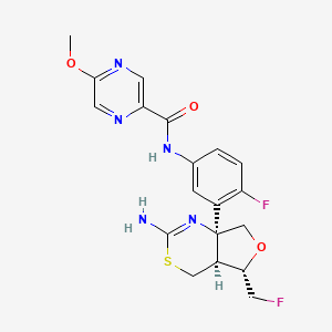 molecular formula C19H19F2N5O3S B10786101 N-(3-((4aS,5S,7aS)-2-amino-5-(fluoromethyl)-4a,5,7,7a-tetrahydro-4H-furo[3,4-d][1,3]thiazin-7a-yl)-4-fluorophenyl)-5-methoxypyrazine-2-carboxamide 