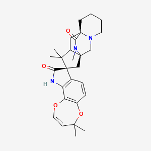 molecular formula C28H35N3O4 B10786102 (1'S,8R,8'S)-4,4,11',11',14'-pentamethylspiro[10H-[1,4]dioxepino[2,3-g]indole-8,12'-3,14-diazatetracyclo[6.5.2.01,10.03,8]pentadecane]-9,15'-dione 