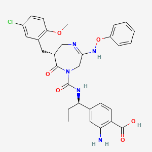 2-amino-4-[(1R)-1-[[(6R)-6-[(5-chloro-2-methoxyphenyl)methyl]-7-oxo-3-(phenoxyamino)-5,6-dihydro-2H-1,4-diazepine-1-carbonyl]amino]propyl]benzoic acid