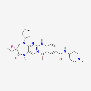 4-[[(7R)-9-cyclopentyl-7-ethyl-7-fluoro-5-methyl-6-oxo-8H-pyrimido[4,5-b][1,4]diazepin-2-yl]amino]-3-methoxy-N-(1-methylpiperidin-4-yl)benzamide