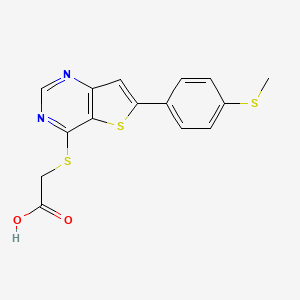 molecular formula C15H12N2O2S3 B10786214 ({6-[4-(Methylsulfanyl)phenyl]thieno[3,2-d]pyrimidin-4-yl}sulfanyl)acetic acid 