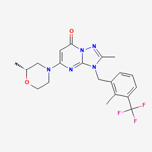 molecular formula C20H22F3N5O2 B10786231 (R)-2-Methyl-3-(2-methyl-3-(trifluoromethyl)benzyl)-5-(2-methylmorpholino)-[1,2,4]triazolo[1,5-a]pyrimidin-7(3H)-one 