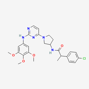 2-(4-chlorophenyl)-N-[1-[2-(3,4,5-trimethoxyanilino)pyrimidin-4-yl]pyrrolidin-3-yl]propanamide