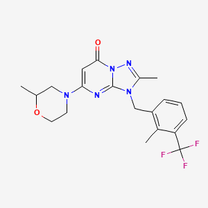 2-Methyl-5-(2-methylmorpholin-4-yl)-3-[[2-methyl-3-(trifluoromethyl)phenyl]methyl]-[1,2,4]triazolo[1,5-a]pyrimidin-7-one