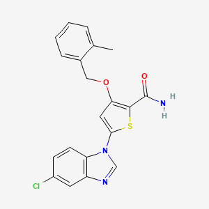 5-(5-chloro-1H-1,3-benzodiazol-1-yl)-3-[(2-methylphenyl)methoxy]thiophene-2-carboxamide